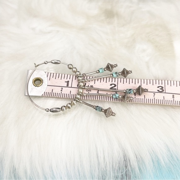 Old Pawn Sterling Silver Necklace/Earring Set Turquoise Heishi Beaded Dangles - Picture 10 of 10